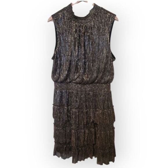 Metallic Smocked Tiered-Skirt Dress XL Sam & Jess - Picture 3 of 15